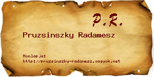 Pruzsinszky Radamesz névjegykártya